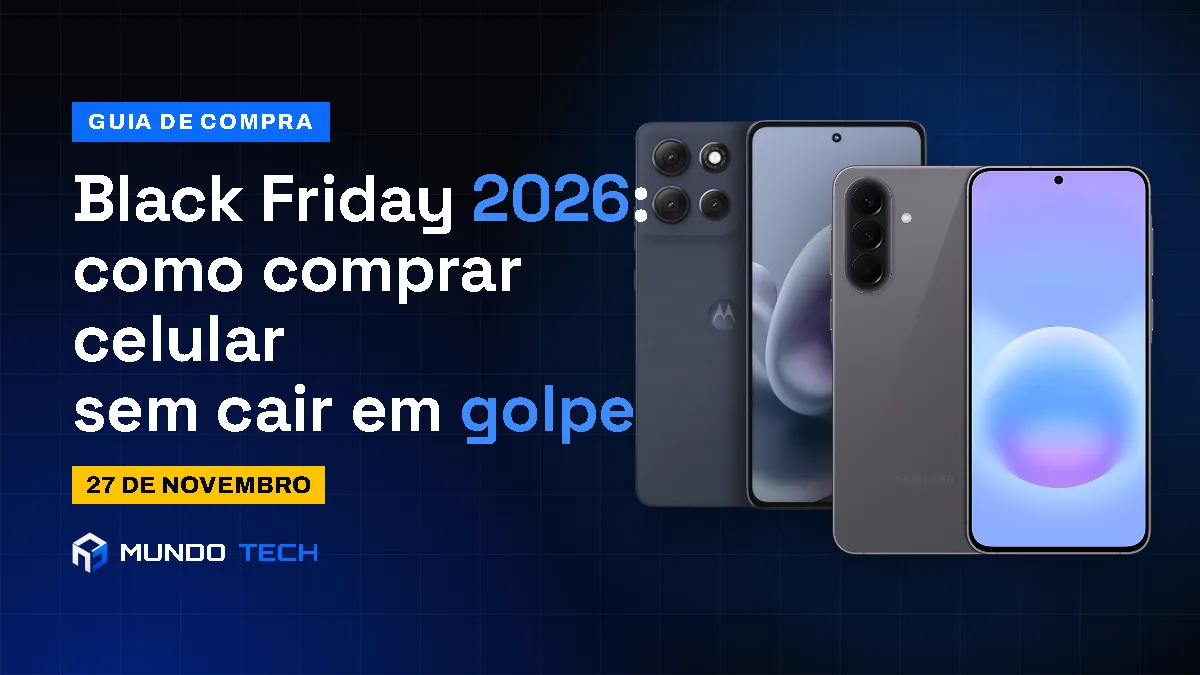 Arte do Mundo Tech com o texto Black Friday 2026 e dois celulares